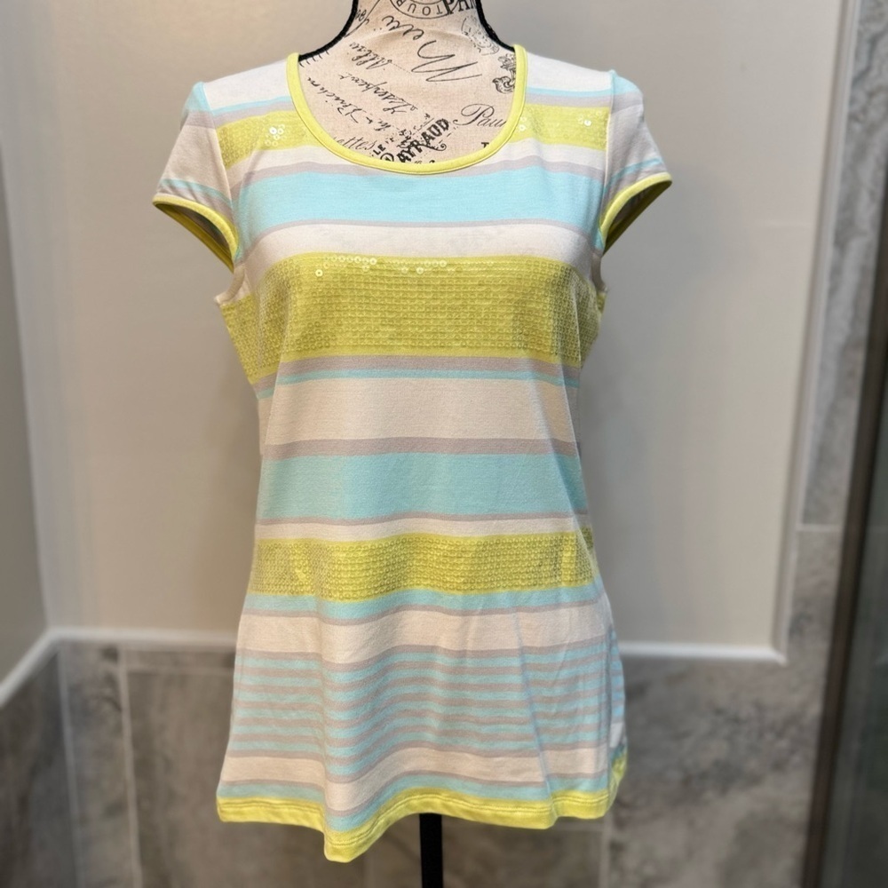 Striped Short Sleeve Women's Top
